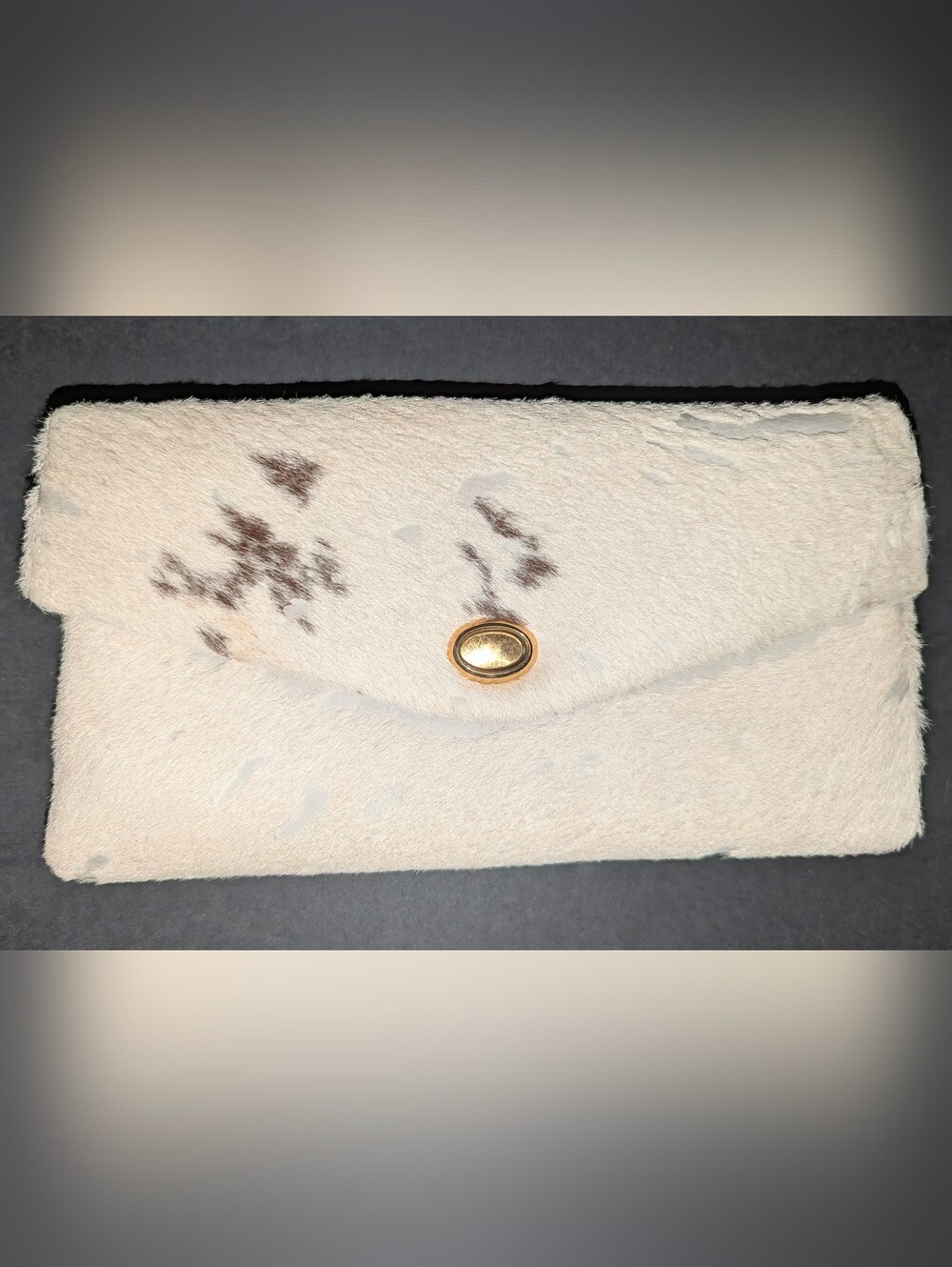 Vintage Fur Clutch Productos Olvera S.A. Beige Handbag - Made In Mexico